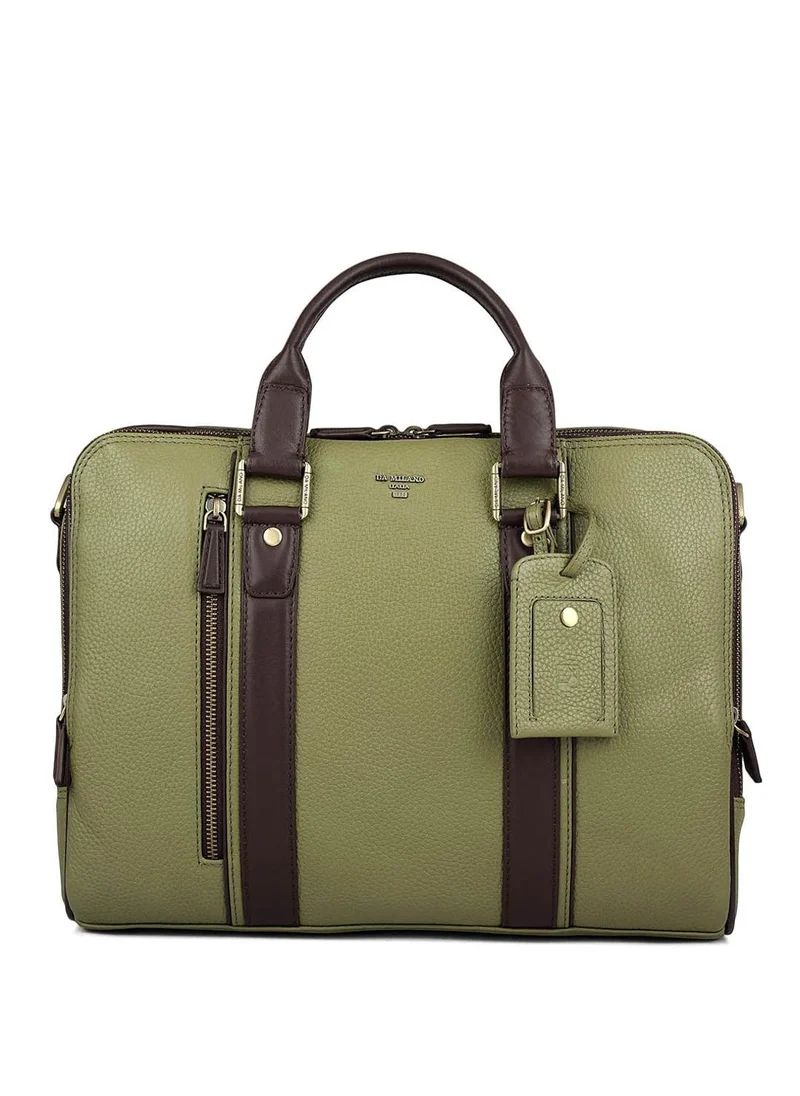 Da Milano Da Milano Genuine Leather Green Laptop Bag