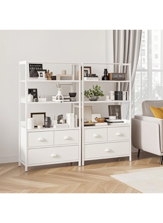 ACPLAY Multi-Functional 4-Tier Bookshelf with 3 Fabric Storage Drawers, Metal Frame & Wooden Top – Open Shelf & Storage Cabinet Combo for Living Room, Bedroom, Office, Kitchen - Image 4