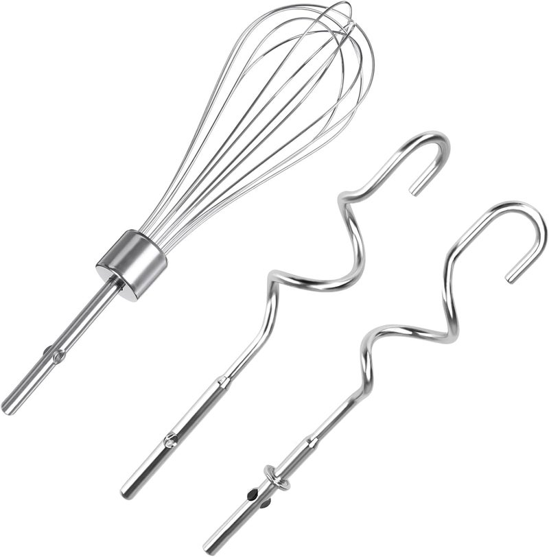 CHAR YONG خلاط يدوي مضارب / خطافات عجين لـ KitchenAid وخلاط يدوي ملحق خفق KHMPW من الفولاذ المقاوم للصدأ لخلاط يدوي للمطبخ، 3 قطع - Image 1