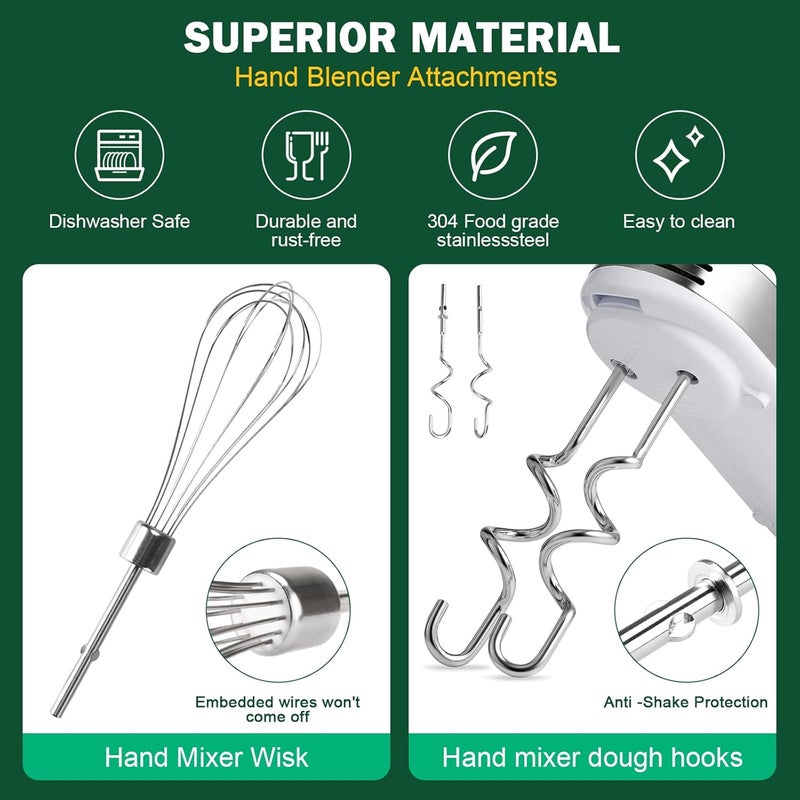 CHAR YONG خلاط يدوي مضارب / خطافات عجين لـ KitchenAid وخلاط يدوي ملحق خفق KHMPW من الفولاذ المقاوم للصدأ لخلاط يدوي للمطبخ، 3 قطع - Image 4