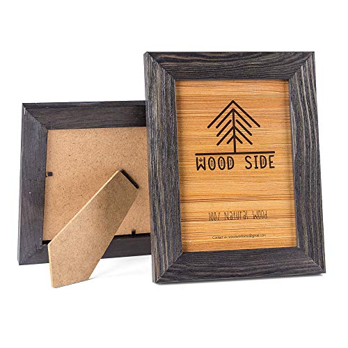 Woodside Rustic Wooden Square Picture Frames 8x8 - Set of 2 - 100% Natural Eco Distressed Wood with Real Glass for Wall Mounting and Tabletop Photo Frame - Dark Grey - Image 3