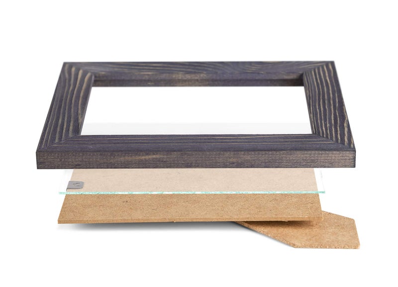 Woodside Rustic Wooden Square Picture Frames 8x8 - Set of 2 - 100% Natural Eco Distressed Wood with Real Glass for Wall Mounting and Tabletop Photo Frame - Dark Grey - Image 2
