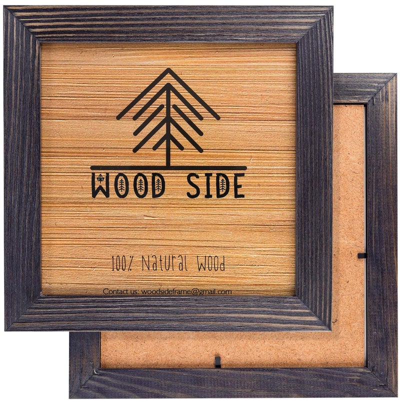 Woodside Rustic Wooden Square Picture Frames 8x8 - Set of 2 - 100% Natural Eco Distressed Wood with Real Glass for Wall Mounting and Tabletop Photo Frame - Dark Grey - Image 4