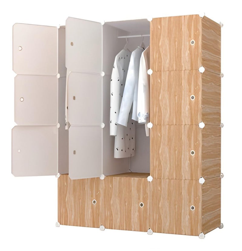 Whitecloud TRANSFORMING HOMES Whitecloud TRANSFORMING HOMES 12 Door Collapsible Portable Closet for Kids and Children PP Storage Cabinet Brown STW036 1105x47x146 CM  - Image 1