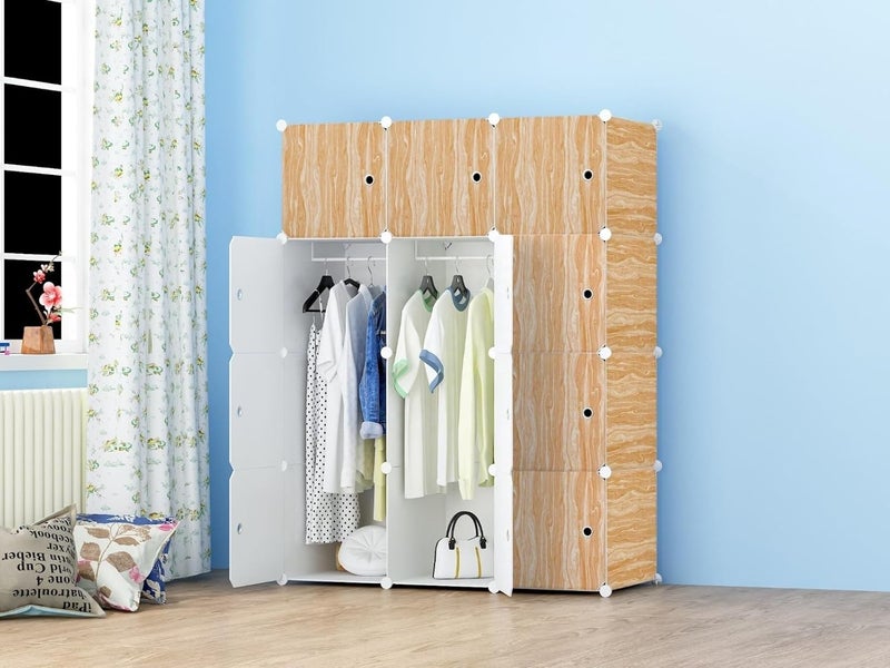 Whitecloud TRANSFORMING HOMES Whitecloud TRANSFORMING HOMES 12 Door Collapsible Portable Closet for Kids and Children PP Storage Cabinet Brown STW036 1105x47x146 CM  - Image 2