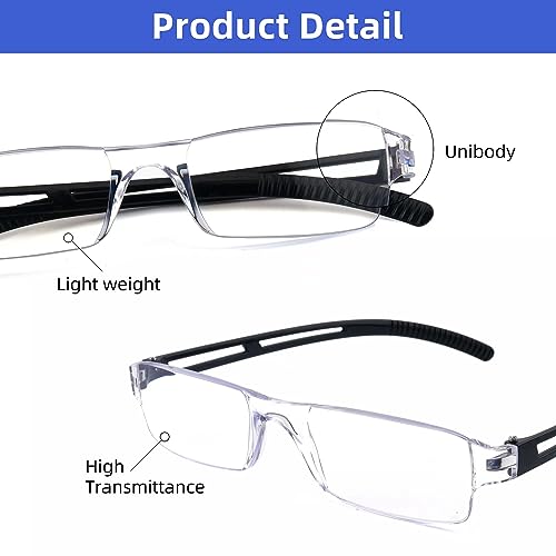 Ryegis Pack 4 Rimless Reading Glasses,Blue Light Clear Frames Reader Lightweight for Men and Women 1.25 - Image 3