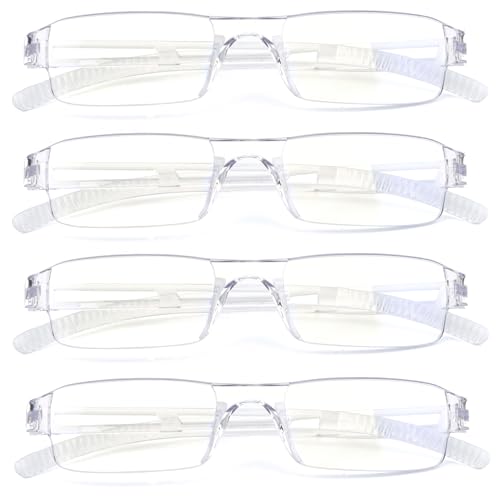 Ryegis Pack 4 Rimless Reading Glasses,Blue Light Clear Frames Reader Lightweight for Men and Women 1.25 - Image 5