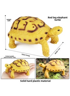 Simulation Cognitive Shark Marine Life Model Great White Shark Megalodon Squid Blue Whale Killer Shark Crab Animal Toy-Color:S609 Red Leg Tortoise (Yellow)