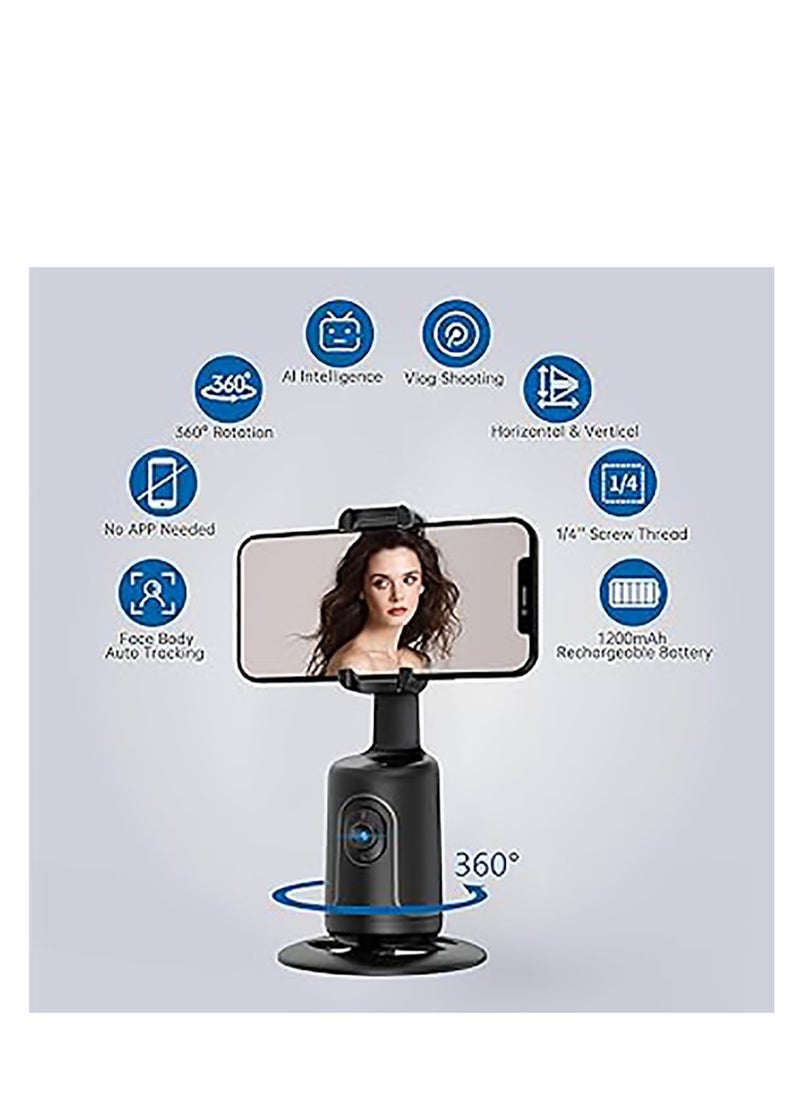 Generic - Auto Tracking Phone Holder, Auto Face Tracking Tripod, Portable All-in-one Smart Selfie Stick 360 Rotation Fast Face & Object Tracking Cameraman Robot Mount for Phone Video Vlog Live Streaming(Black) - Image 1