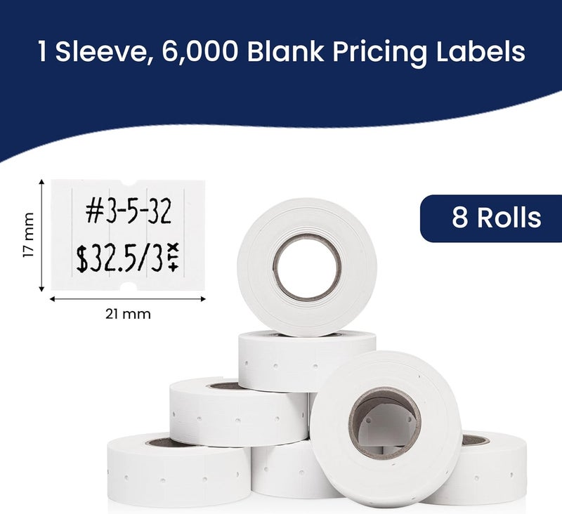 Perco 2 Line Freezer Adhesive Labels - 8 Rolls, 1 Sleeve, 6,000 Blank Price and Date Gun Labels for 2 Line Price and Date Guns - Made in USA - Image 3