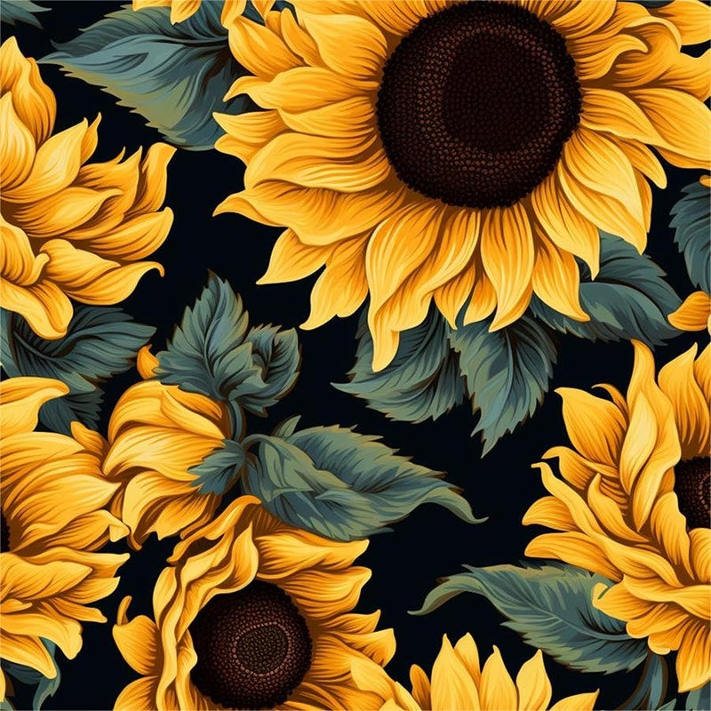 REDAMANCY Dark Black Yellow Sunflowers Floral Green Leaf Peel and Stick Wallpaper Stick on Contact Paper Vintage Wall Paper Easy Peel Off for nightstand Drawer Cabinet Renter - Image 1