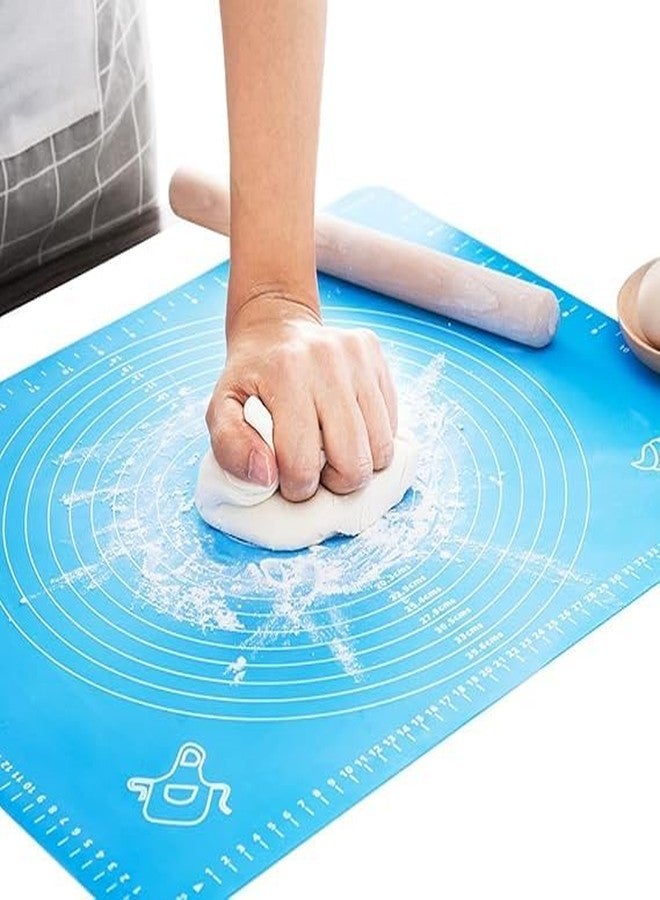 GELON Silicone Baking Mat, Extra Thick Large Non-Stick Pastry Mat for Dough Pie Crust Rolling, Blue, 16" W x 20" L - Image 1