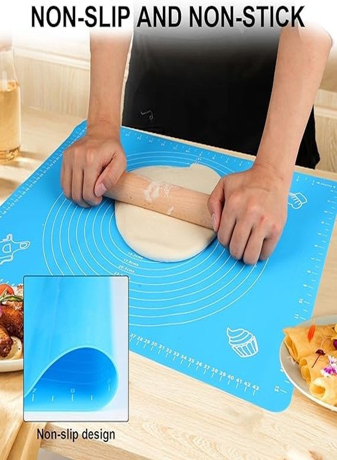GELON Silicone Baking Mat, Extra Thick Large Non-Stick Pastry Mat for Dough Pie Crust Rolling, Blue, 16" W x 20" L - Image 5