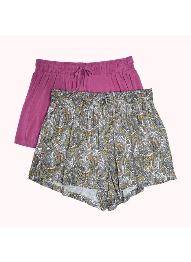 Aadaraya Set of 2 - Aadaraya Assorted Shorts with Drawstring Closure