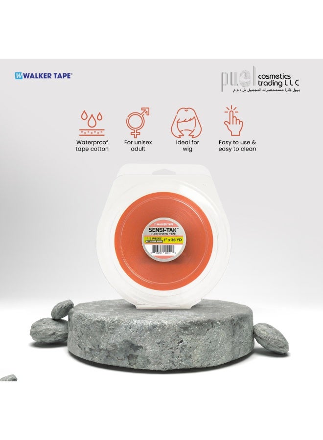 Walker Tape® Sensi-Tak Tape Roll 1" x 36 Yards – Clear Wig Adhesive Tape for Poly Hair Systems – Strong Hold, Low Residue, Skin Safe, Easy Clean Removal, Extended Wear Toupee Tape - Image 4