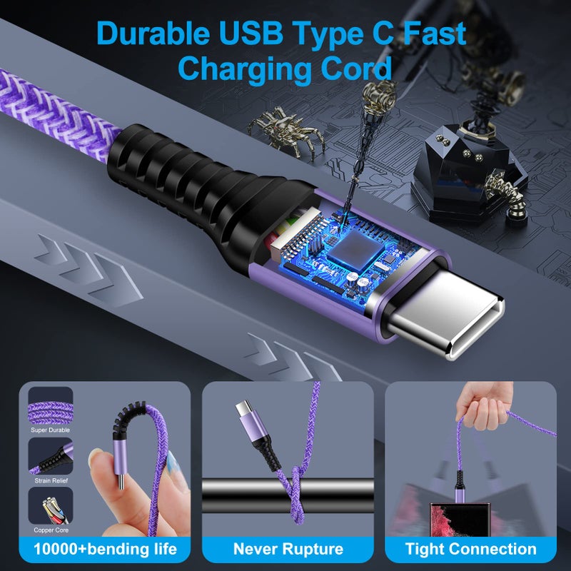 ANDHOT USB to USB C iPhone 16 Charger Cable iPhone 17 Fast Charging Cord for iPhone 17,17 Pro Max,Air,16e,16 Pro Max,16 Pro,16 Plus,16,15 Pro Max,15,4Pack 3FT Type A to C iPhone 16e Car Charging Power Cords - Image 4