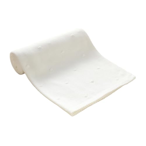 Neiwech Cotton Baby Blanket Knit Soft Cozy Lightweight Crib Stroller Nursery Receiving Swaddling Blankets for Newborn Infants Boys Girls White 30x40 Inch - Image 1