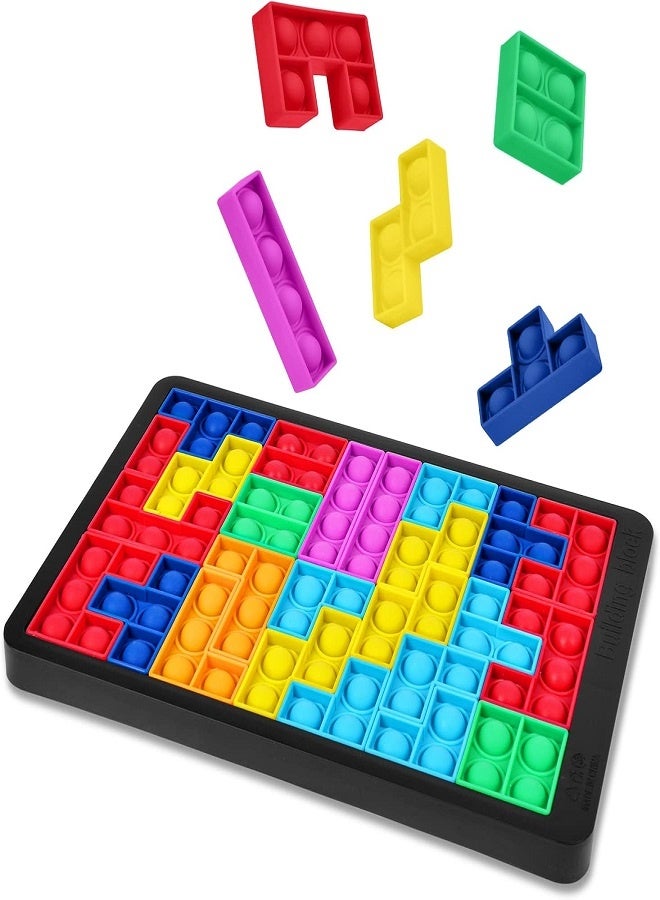 Pop it Up Educational Learning Puzzle Intelligence Fidget Toys, Silicone Push Pop Bubble Toys,Pop Puzzle Brain Teasers Toy, Jigsaw Building Blocks Puzzle Game Board for Kids Adults ADHD OCD Anxiety, 25pcs - Image 2