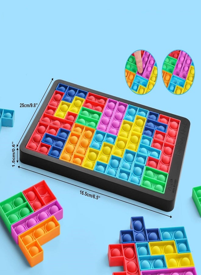 Pop it Up Educational Learning Puzzle Intelligence Fidget Toys, Silicone Push Pop Bubble Toys,Pop Puzzle Brain Teasers Toy, Jigsaw Building Blocks Puzzle Game Board for Kids Adults ADHD OCD Anxiety, 25pcs - Image 3
