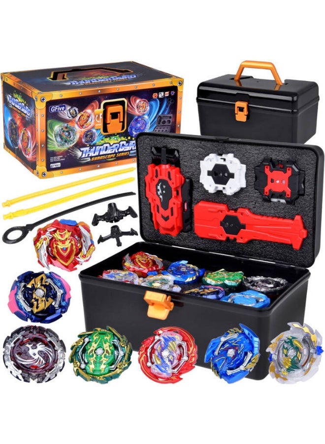 جي5 طقم أقراص الدوران ثاندر جيرو 8 قطع مع قاذفات وحقيبة تخزين – لعبة معركة الأقراص القابلة للتبديل والتجميع للأطفال - Image 1