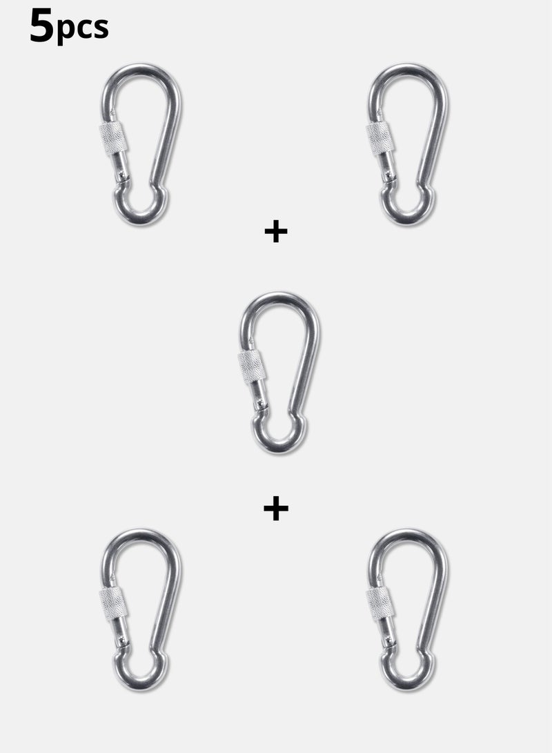 كانجرو مجموعة من 5 حلقات خطاف ربط زنبركي من الفولاذ المقاوم للصدأ (الستانلس ستيل) مع قفل تأمين للسلامة - Image 1