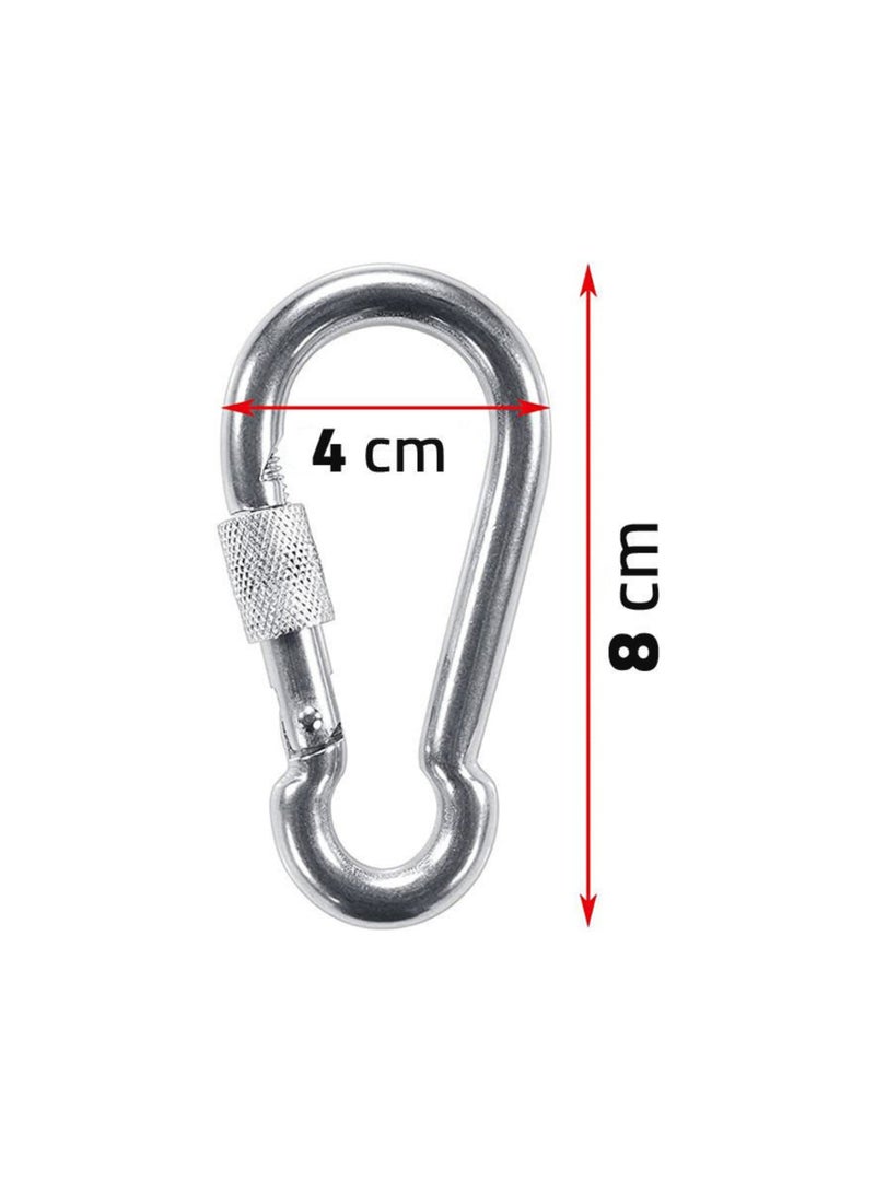 كانجرو مجموعة من 5 حلقات خطاف ربط زنبركي من الفولاذ المقاوم للصدأ (الستانلس ستيل) مع قفل تأمين للسلامة - Image 4