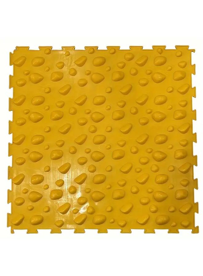 سجادة أرضية ألغاز من السيليكون الناعم باللون الأصفر بحجم 18 × 9 بوصة للأطفال ولليوجا مقاومة للانزلاق - Image 1