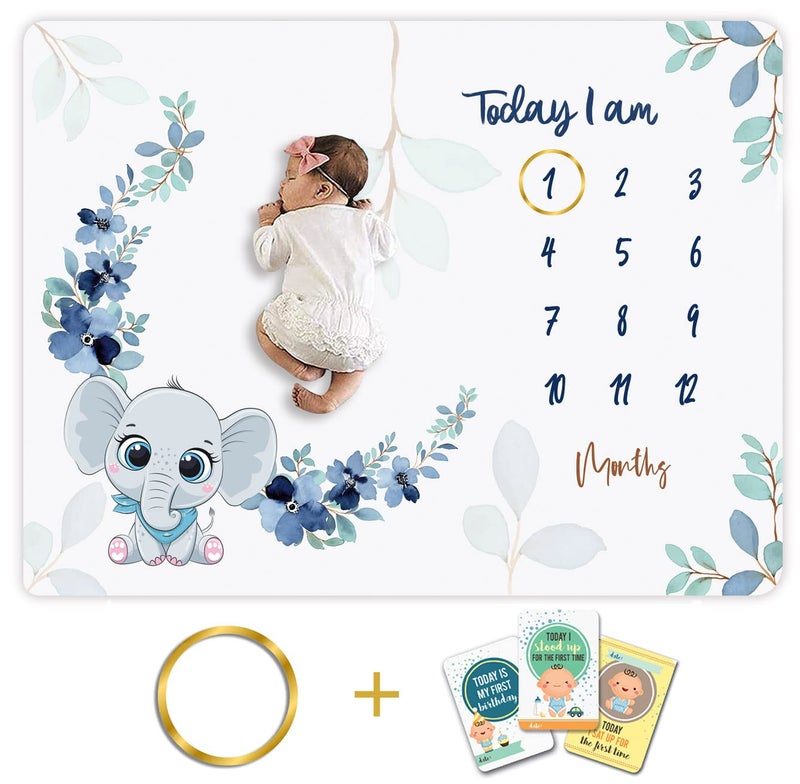 Custom Catch Monthly Milestone Blanket 1 to 12 Months Best for Newborn Boy Girl Multicolor Cotton Skin Friendly Count 1 - Image 1