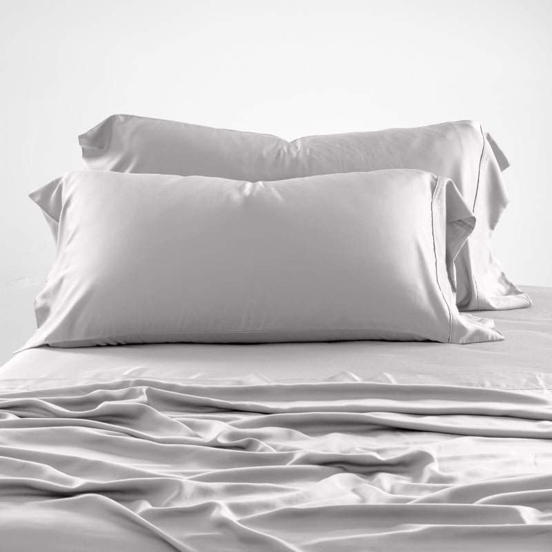 زيتون + قفص Tencel Eucalyptus سادة التبريد للنوم الساخن - الرطوبة فتل درجة حرارة تنظيم وسادة الحرير بحجم الملك - نسج sateen الناعم المنتجة بشكل طبيعي (2 عبوة) LT رمادي