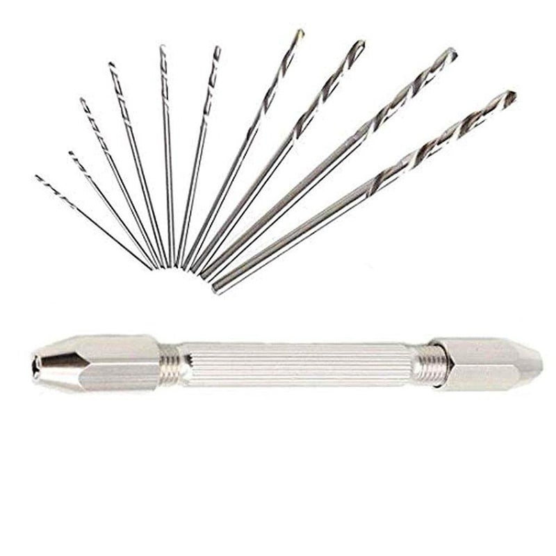 DIY Crafts DIY DIYC16092 CraftsHand Drill Bits and Precision Pin Vise with 2 Pieces Double Ended Chucks for Rotary Tools Pack of 2 Pcs Hand Drill Bits - Image 1