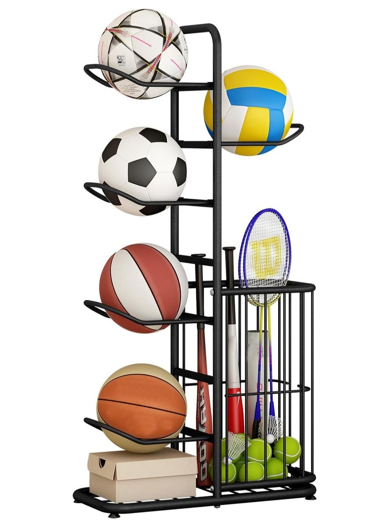 DubaiGallery Ball Storage Holder Freestanding Ball Racks for Rackets Badminton Volleyball  - Image 1