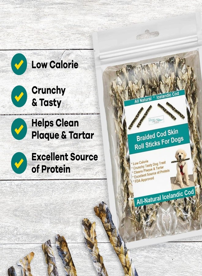 Ocean Tides Braided Icelandic Atlantic Cod Skins for Dogs and Cats, Fish Skin Dog Treats, Cod Sticks for Dogs, Dried Lean Crunch Sticks for Dog - 16 oz - Image 3