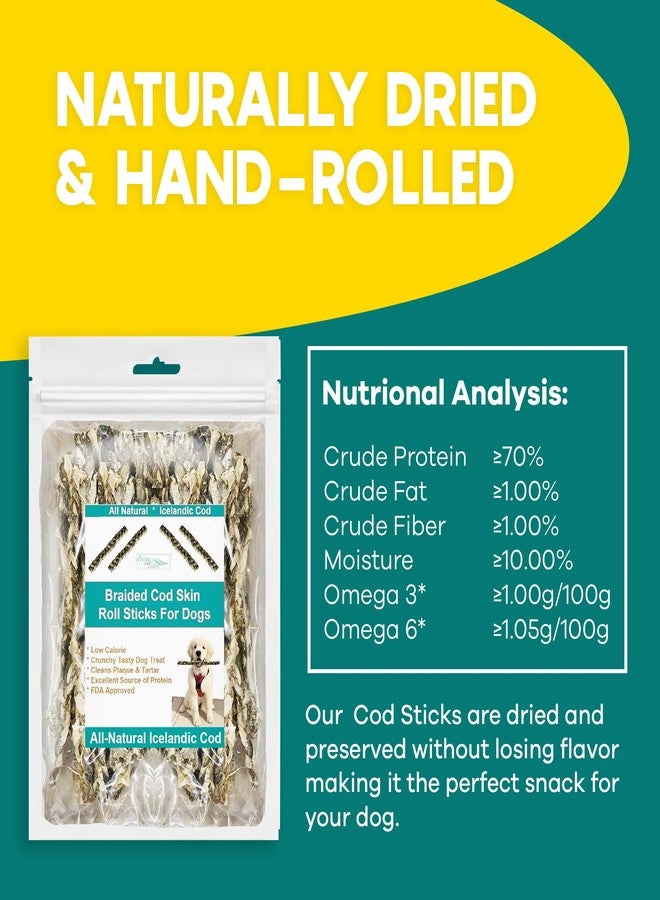 Ocean Tides Braided Icelandic Atlantic Cod Skins for Dogs and Cats, Fish Skin Dog Treats, Cod Sticks for Dogs, Dried Lean Crunch Sticks for Dog - 16 oz - Image 5