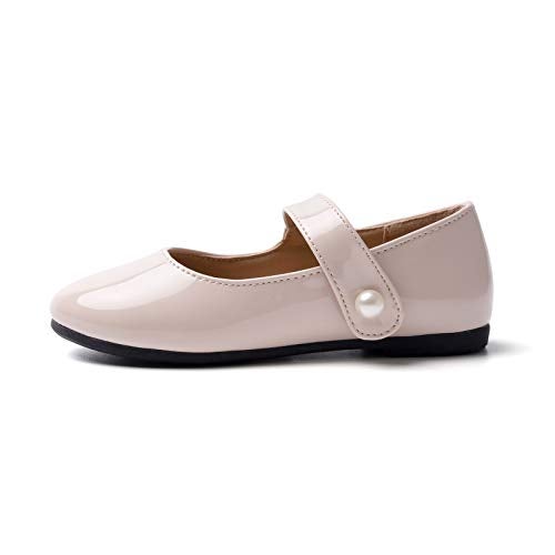 FUNKYMONKEY Toddler/Little Girl Mary Jane Dress Shoes Casual Slip on Ballet Flat (11 Little Kid, Nude) - Image 2