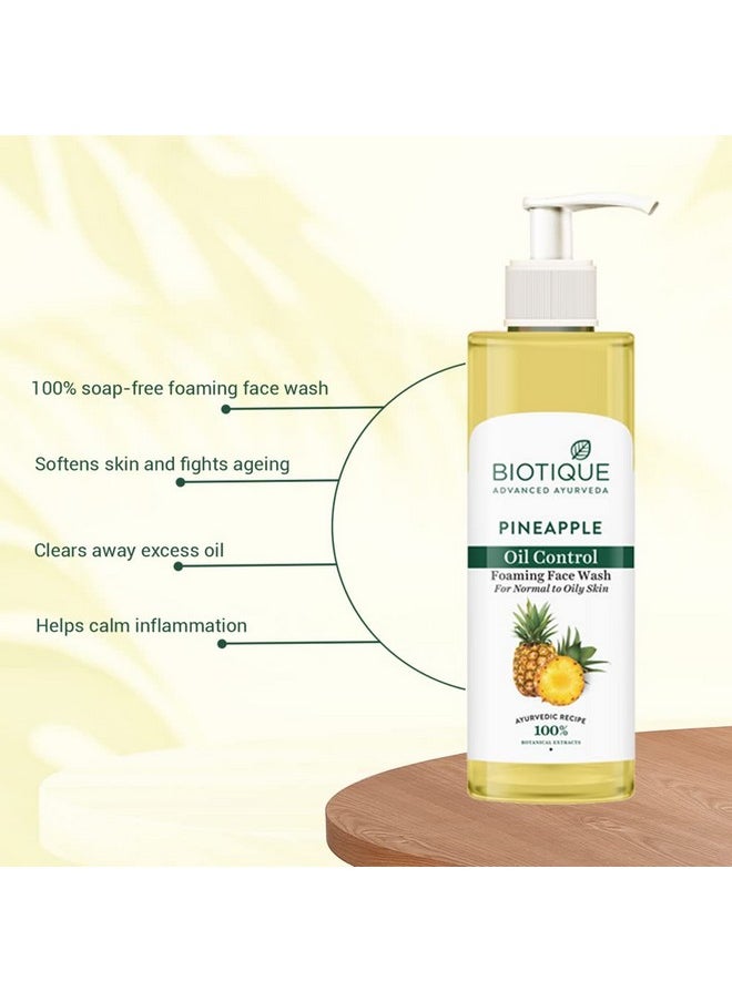Biotique Pineapple Oil Control Foaming Face Wash ; Hydrates Dry Skin ; Eliminates Excess Oil ; Evens Skin Tone ; 100% Botanical Extracts ; Suitable For All Skin Types ; 200Ml  - Image 3