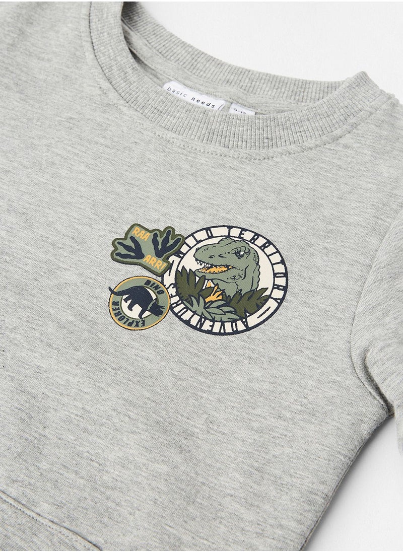 NAME IT - Kids Dinosaur Graphic Sweatshirt - Image 1