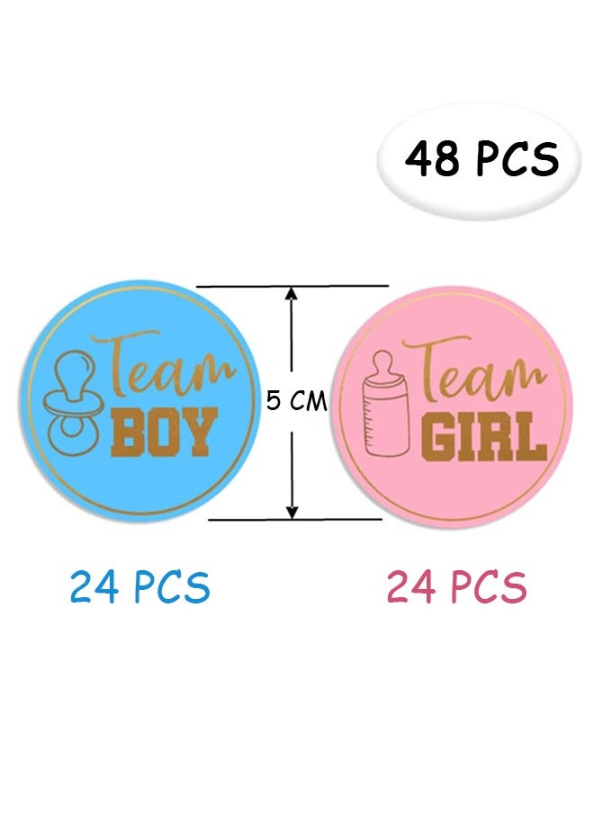 HY - 48 Pcs Gender Reveal Stickers for Party Invitations and Voting Games Team boy or Girl Stickers for Reveal Parties Baby Shower Labels Decorations Labels (Easy to Peel and Stick) - Image 1