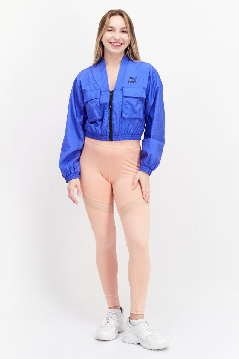 PUMA جاكيت رياضي نسائي بأكمام طويلة مناسب للخارج، أزرق - Image 4