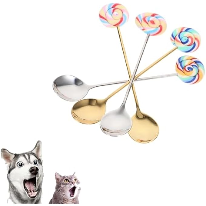 rayihni Set Of 4 Stainless Steel Lollipop Coffee Spoons For Mixing And Stirring Decorative Kitchen Utensils For Tea And Cake - Image 1