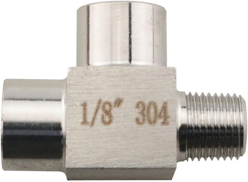 klarako 304 Stainless Steel Pipe Fitting Street Tee 1/8'' NPT Female x 1/8'' NPT Male x 1/8'' NPT Female Male Run Tee - Image 1