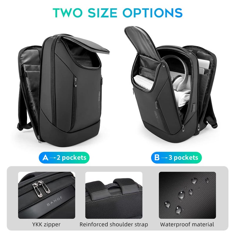 BANGE Business Smart Backpack Waterproof fit 15.6 Inch Laptop Backpack with USB Charging Port,Travel Durable Backpack - Image 3