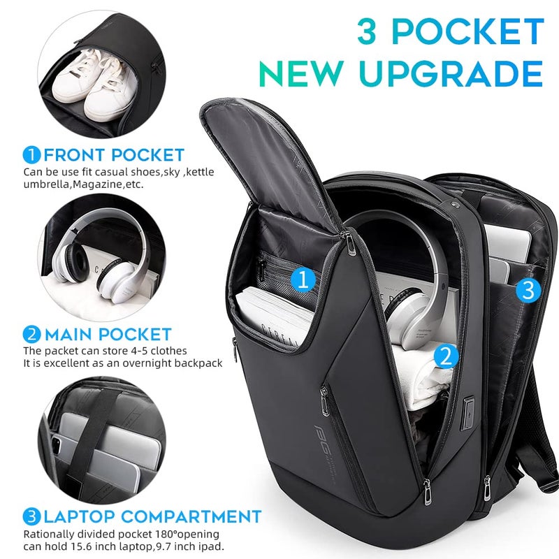 BANGE Business Smart Backpack Waterproof fit 15.6 Inch Laptop Backpack with USB Charging Port,Travel Durable Backpack - Image 2