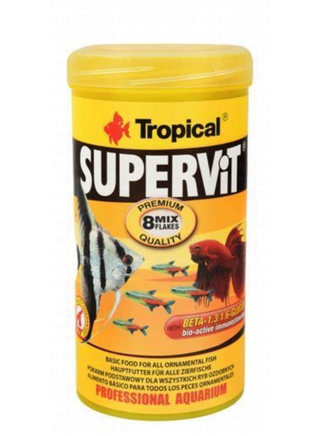 Tropical 🐠 Tropical Super Fit Original Ornamental Fish Food 🐠 8 Nutritious Flakes to Support Immunity and Enhance Colors 🐠 Complete Daily Nutrition 250ml - 50g Pack - Image 1
