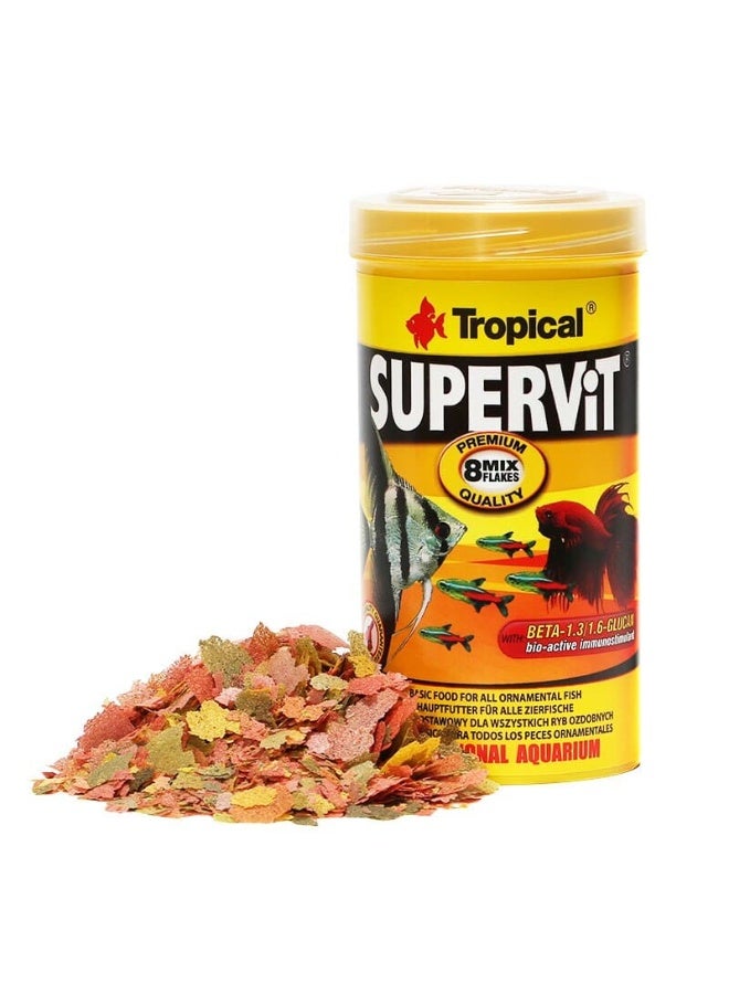 Tropical 🐠 Tropical Super Fit Original Ornamental Fish Food 🐠 8 Nutritious Flakes to Support Immunity and Enhance Colors 🐠 Complete Daily Nutrition 250ml - 50g Pack - Image 2