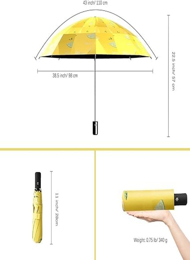 Missby Unisex-Adults Manual Tri-Fold Compact Umbrella with Creative Fruit Printing for Rain & Sun Protection (23 Inches, Large Size) (Lemon) - Image 2