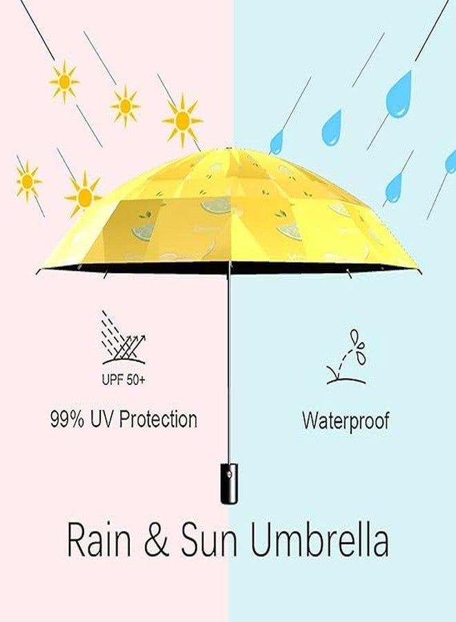 Missby Unisex-Adults Manual Tri-Fold Compact Umbrella with Creative Fruit Printing for Rain & Sun Protection (23 Inches, Large Size) (Lemon) - Image 4