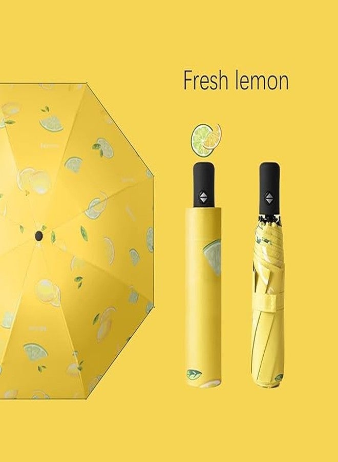 Missby Unisex-Adults Manual Tri-Fold Compact Umbrella with Creative Fruit Printing for Rain & Sun Protection (23 Inches, Large Size) (Lemon) - Image 5