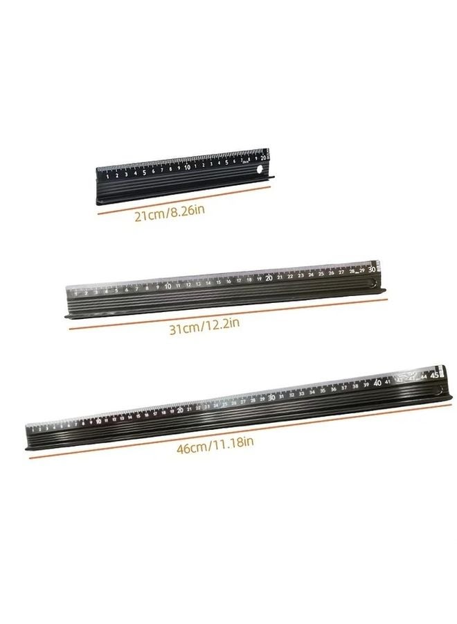 Multifunctional Aluminum Straight Ruler Set 7.87 Inch With Cutting Protection And Non Slip Pad - Image 3