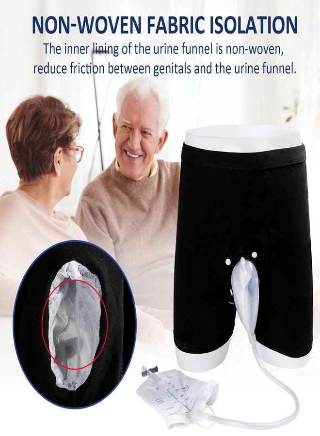 lefeke Wearable Urine Bag Male Urinal Bag Incontinence Pants for Men, Reusable Portable Male Collection Bags Urinal System with Collection Bag Portable Leak Proof Leg Pee for Elder (L) - Image 4