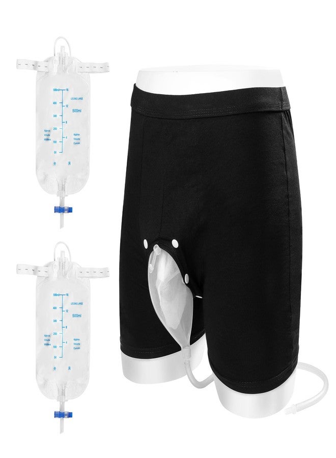 lefeke Wearable Urine Bag Male Urinal Bag Incontinence Pants for Men, Reusable Portable Male Collection Bags Urinal System with Collection Bag Portable Leak Proof Leg Pee for Elder (L) - Image 1